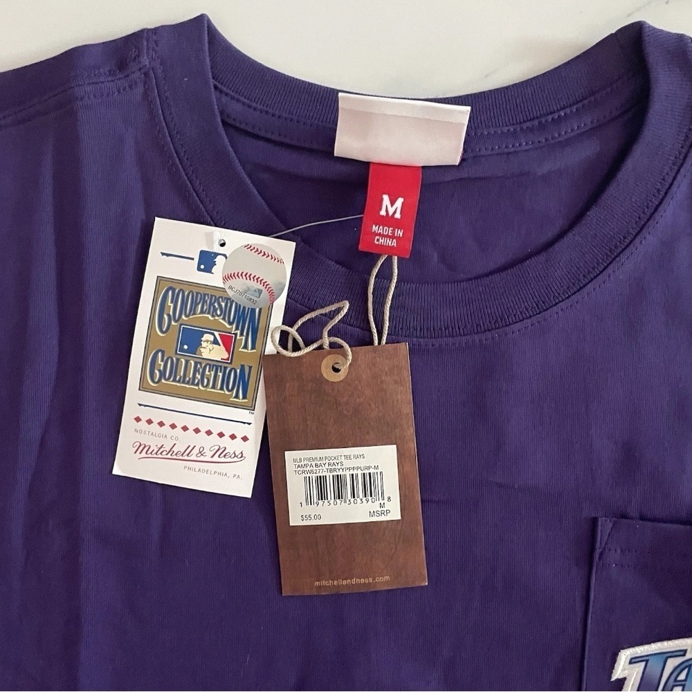 🆕Mitchell & Ness Tampa Rays Deep Purple T-Shirt size Medium NWT - Picture 2 of 3